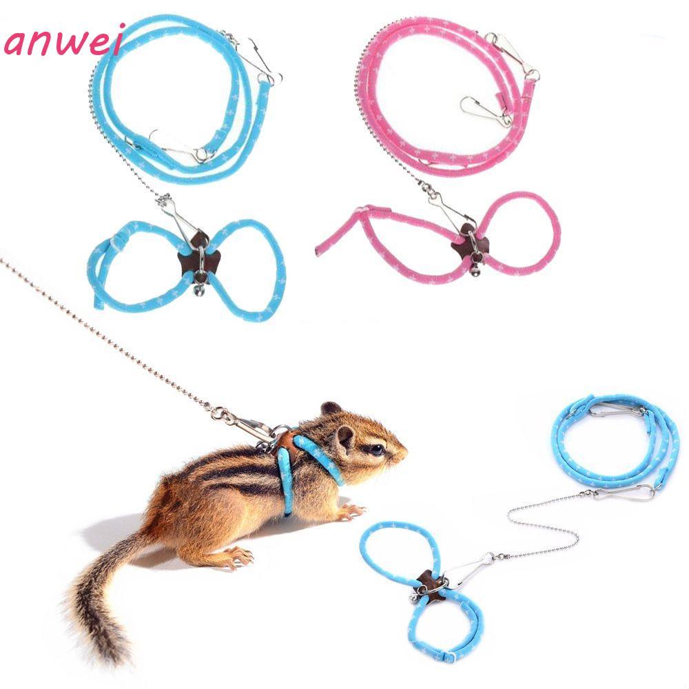 ANWEI Hamster Trela Pequena Ajustável Para Rato Esquilo Chinchila Furão Gerbil Com Sino Suprimentos Animais De Estimação