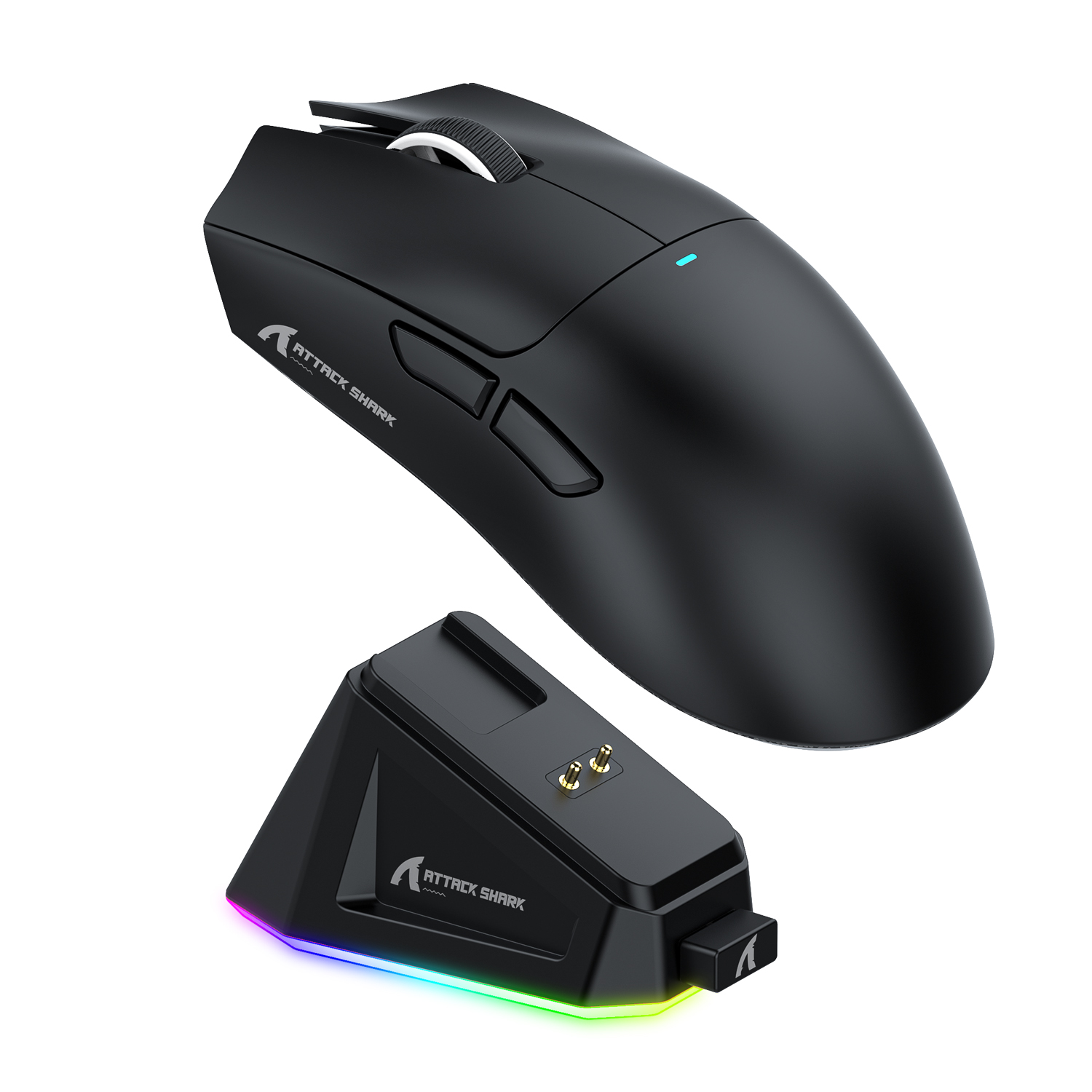 Mouse Gamer Sem Fio Attack Shark X11 Original com Adesivo, Bluetooth, USB, Preto e Branco, 3 em 1