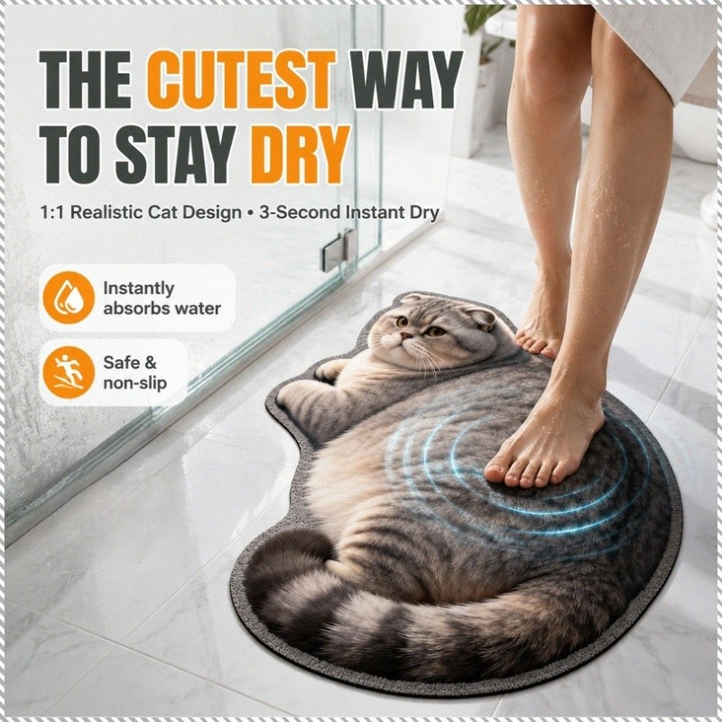 [Quick Drying Mat] JMY-Cat Diatomite Absorbent Bathroom Mat/Waterproof/Non-Slip/Floor Mat