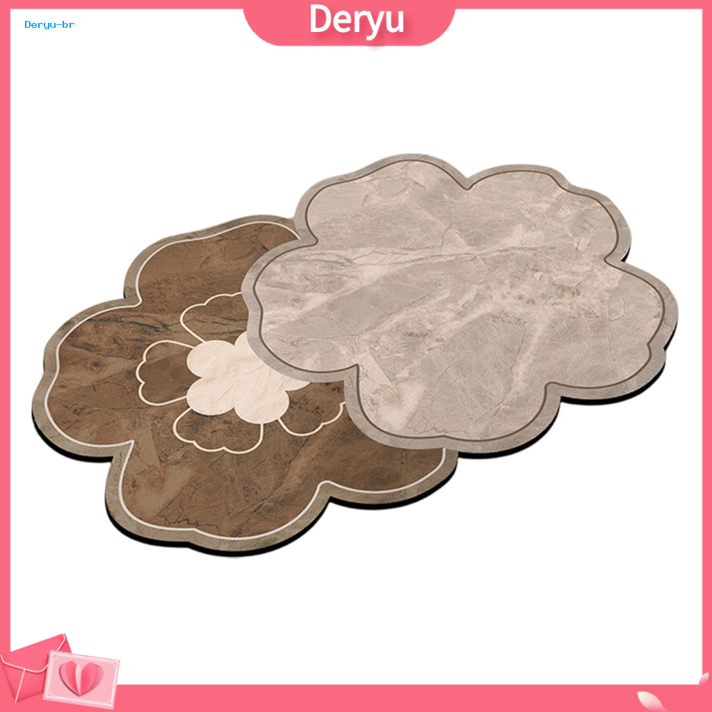 Cream Style Home Decor Rug Double Flower Diatomaceous Earth Bath Mat – Super Absorbent Quick Dry Non-slip Floral for B