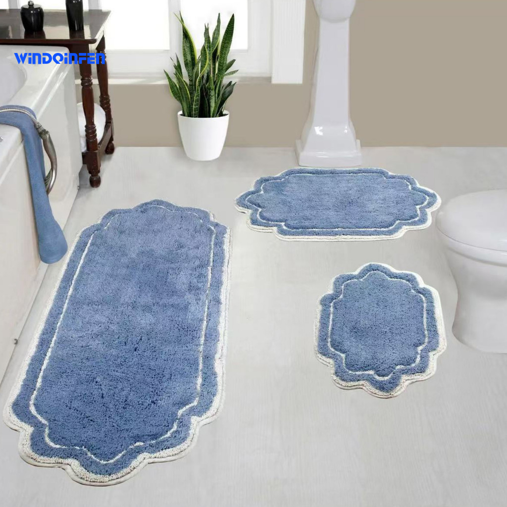 Bathroom Floor Mat Non-slip Soft Plush Rug Absorbent Quick-dry Anti-slip for Tub Sink Toilet Machine Washable Long Bath