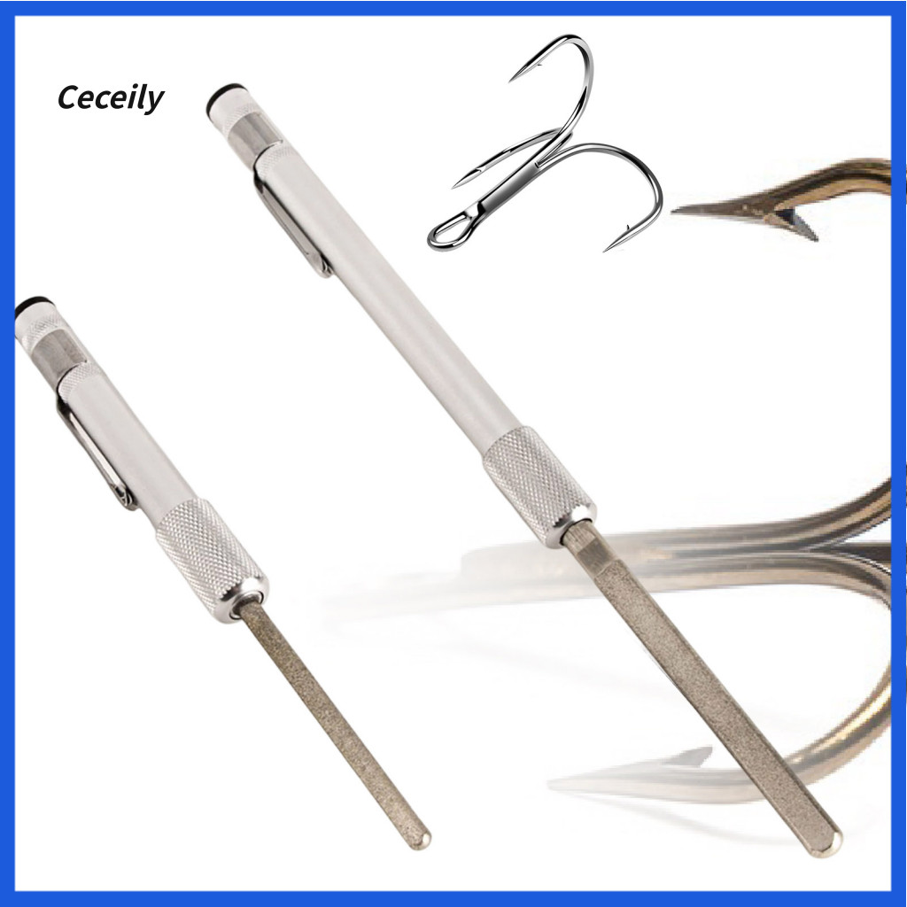 Non-slip Sharpener Tool Pen Type Hook Heavy Duty Portable Fishing with Clip – Metal Cutter Rod Easy-to-use for Quick