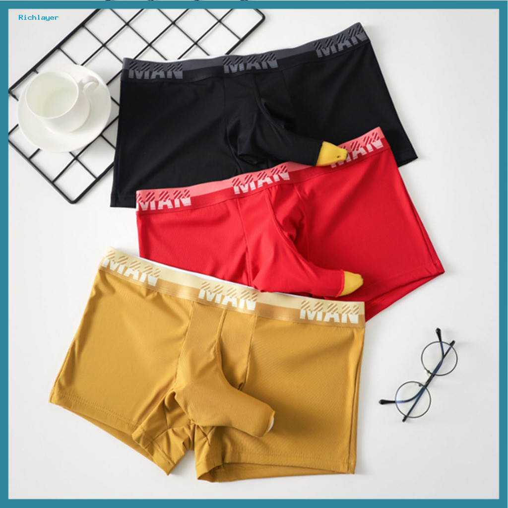 Quick-dry Boxers Boxer Underwear Men Men's Ice Silk Shorts with Wide Non-slip Waistband Breathable Mesh Scrotum Support