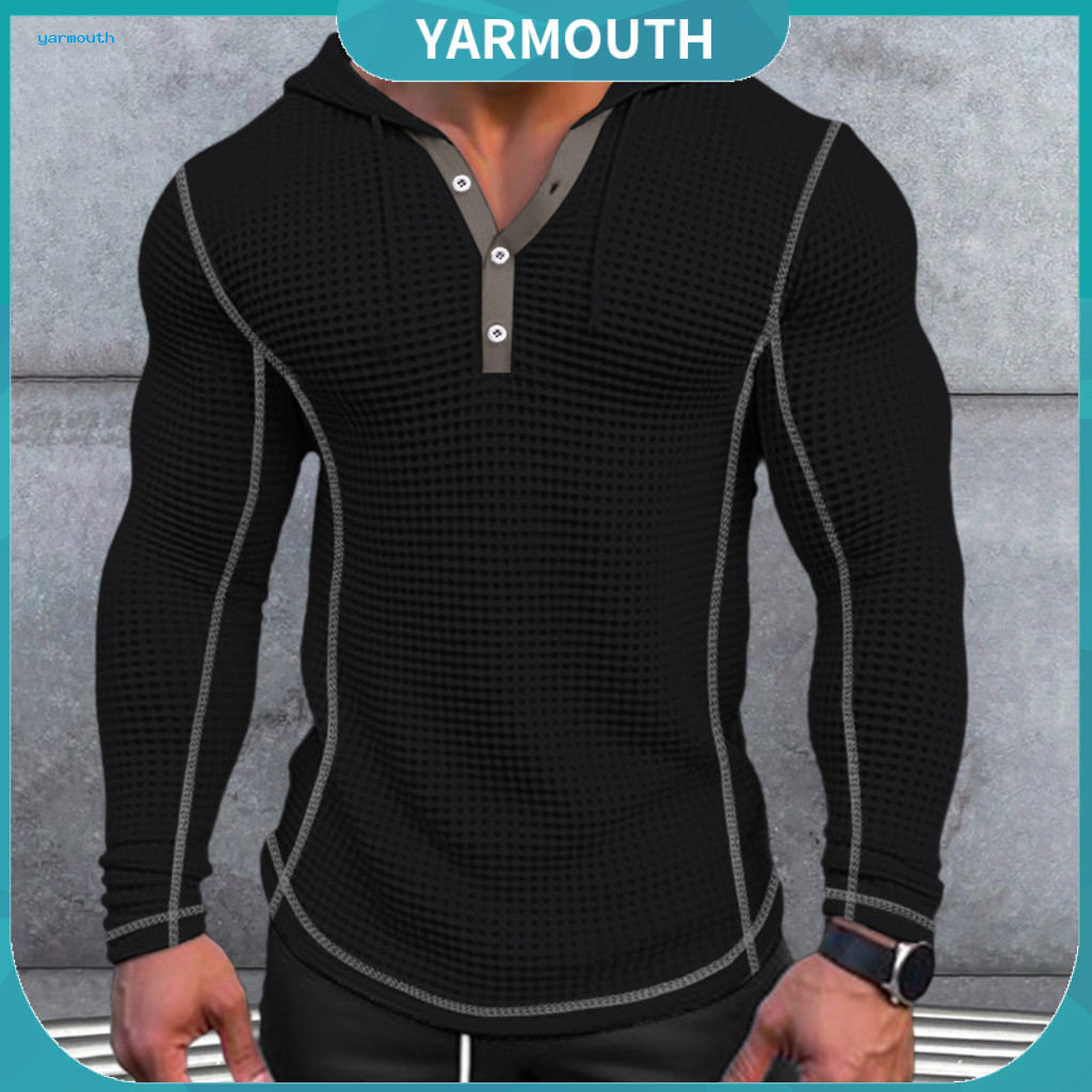 This men's top has solid color splicing long sleeves and simple basics to create a relaxed free casual style