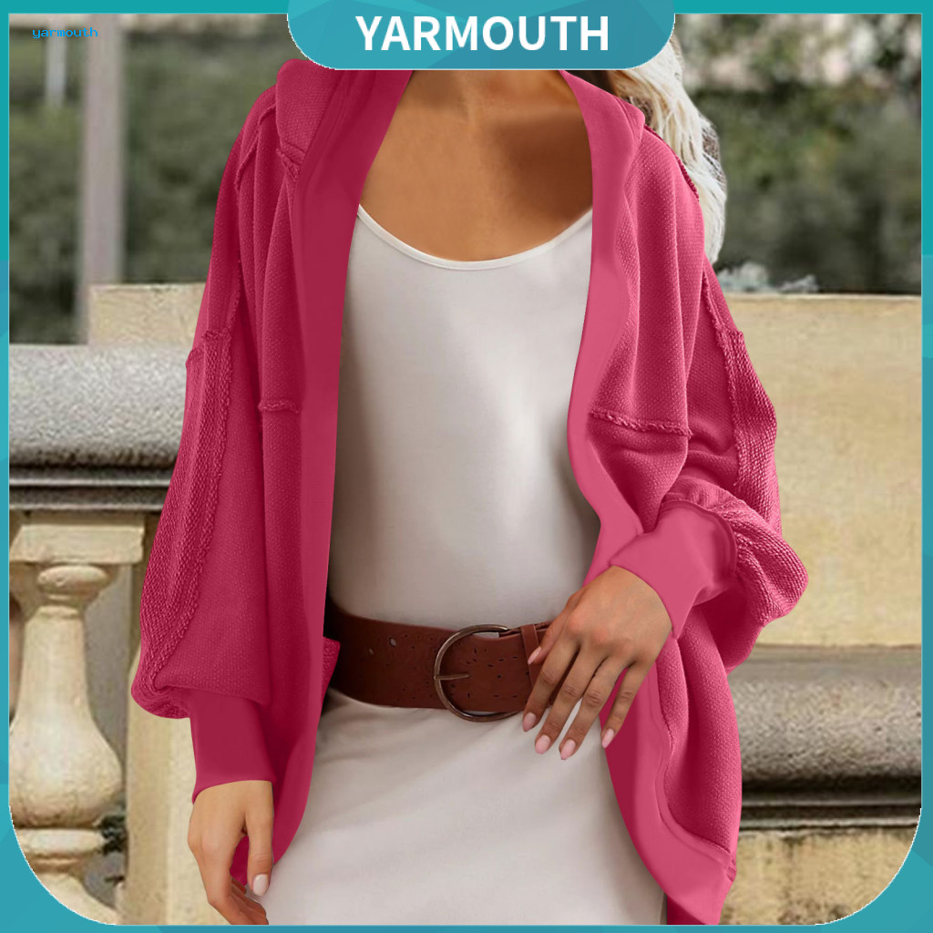 Fall Cardigan Women Polyester Spandex Jacket Women’s Patchwork Hooded Sweater Loose Fit Long Sleeve Sport Outerwear fo