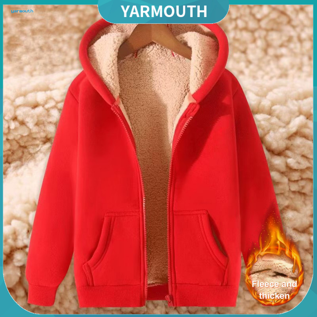 Couple Hoodie Zippered Hooded Coat Men’s Fall Winter Thick Fleece Lined with Pockets Long Sleeve Elastic Cuffs Drawstr