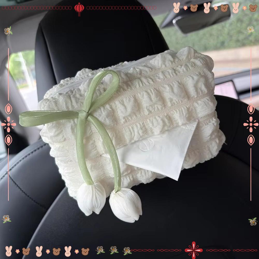 Caixa De Papel, Tecido Suspensa Com Design De Tulipa , Decoração Macia De Interiores De Carro
