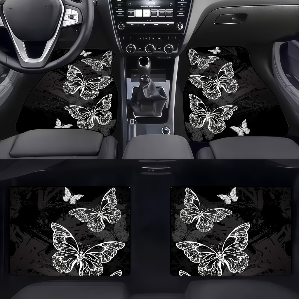 Almofadas para pés de carro de 4 unidades, Design de padrão de borboleta, macio e confortável, protege o interior do car