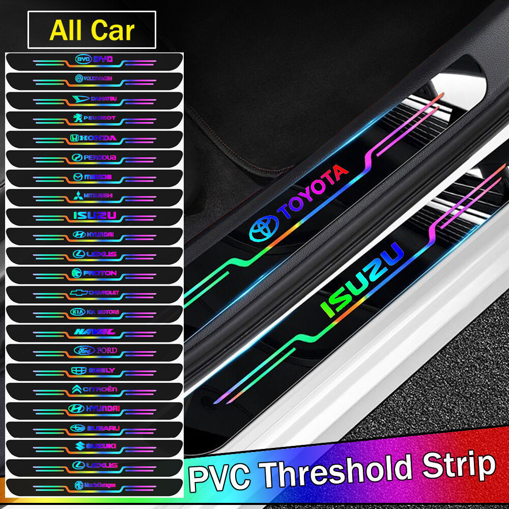 4Pcs PVC Laser Car Door Sill Threshold Stickers For Ford Fiesta Everest Ranger Focus 2 3 Mondeo Kuga MK2 MK3 MK4 Escape