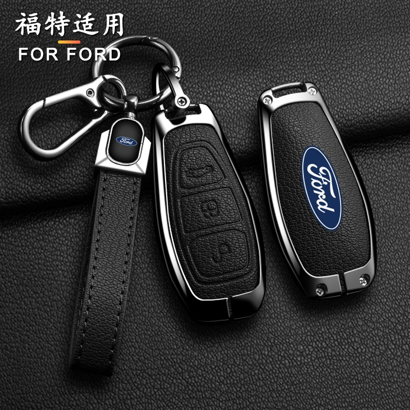 Capa De Couro De Liga De Zinco Para Carro Chaveiro Ford Ecosport Kuga ST C-Max B Focus 3 4 Mondeo MK3 MK4 Acessórios