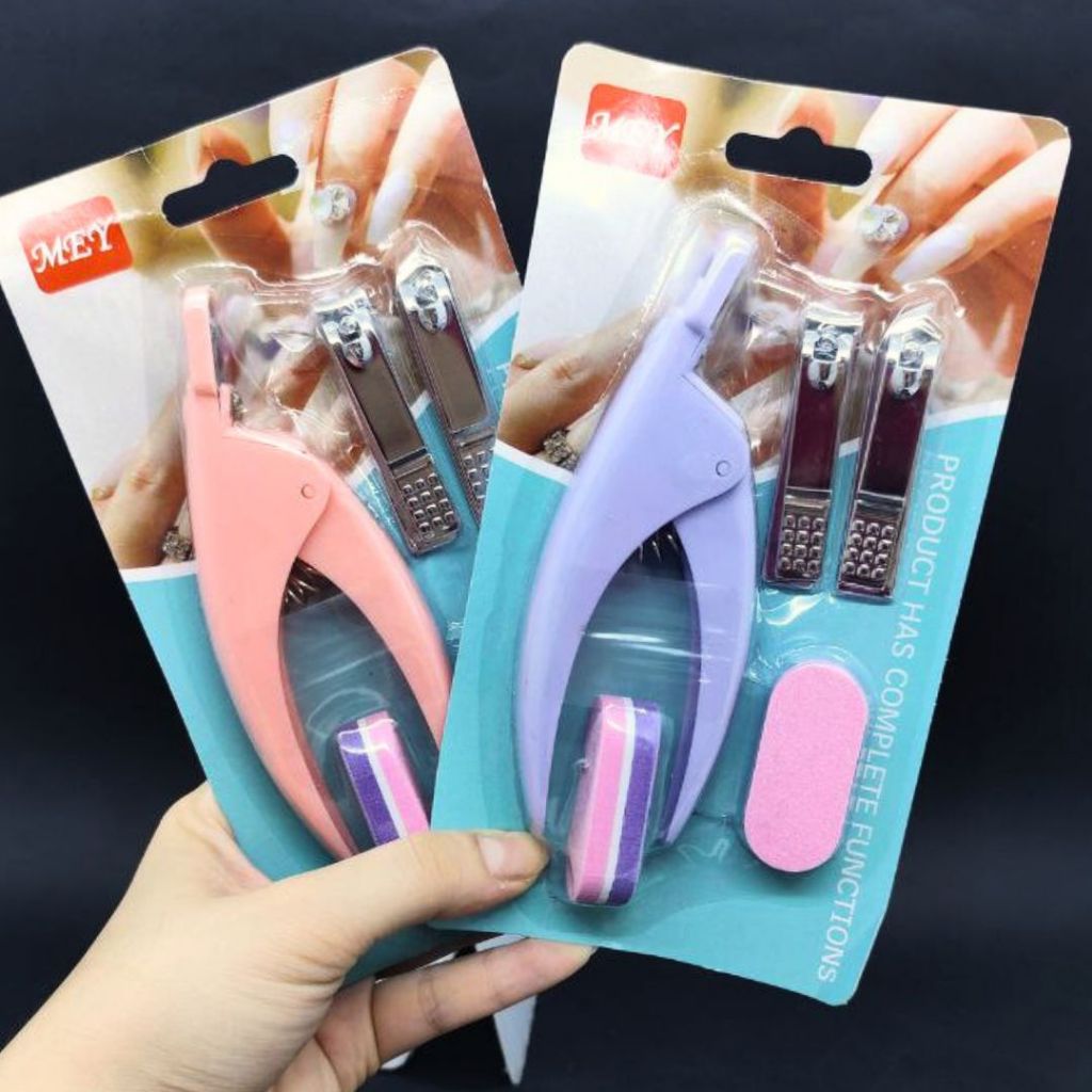 Kit Alicate Cortadores de Unhas Postiças Aço Inox Lixas