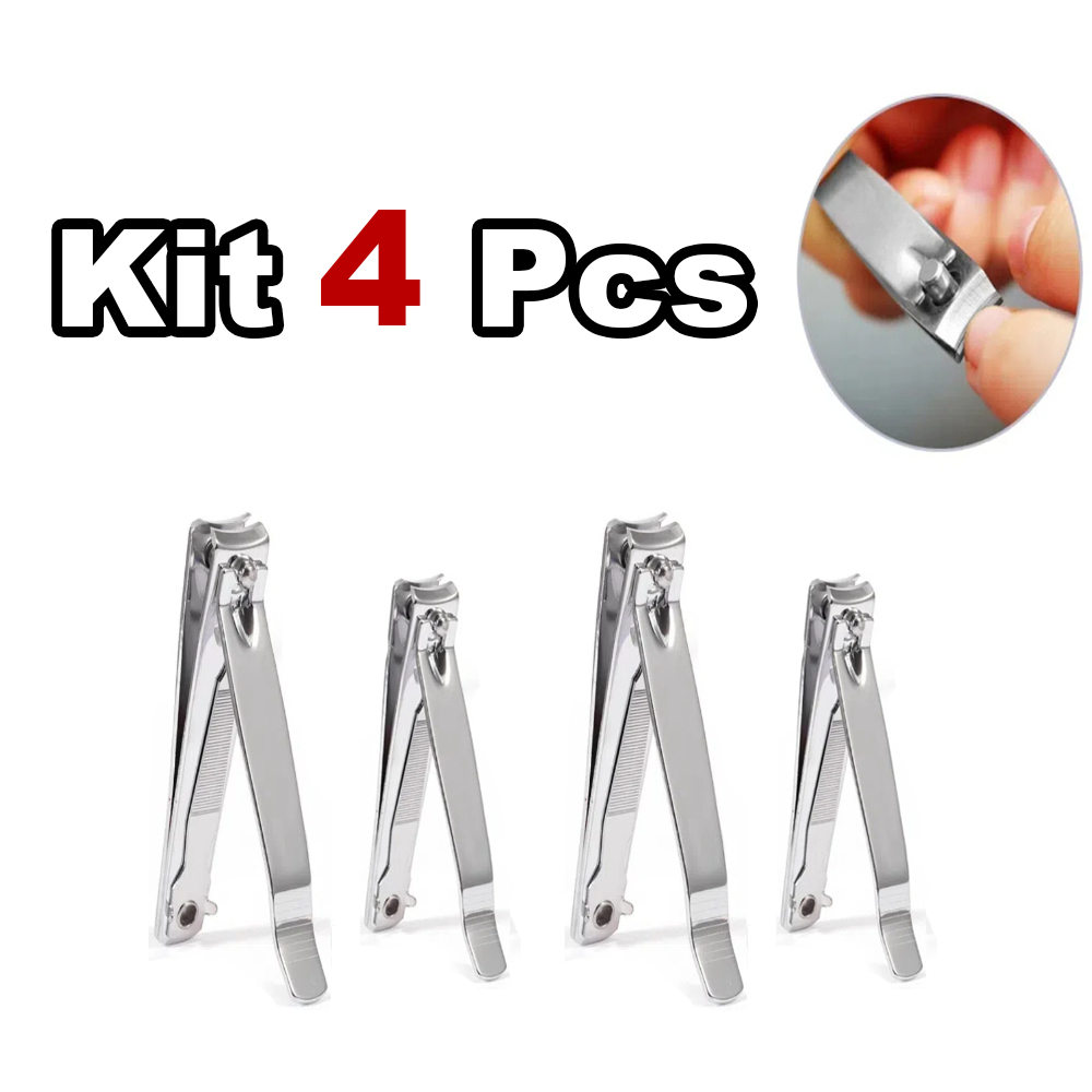 Kit 4 Pçs Cortador De Unha Grande Com Lixa Aço inox Manicure Pedicure