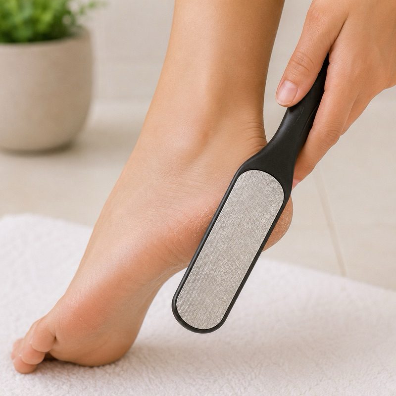 Lixa Dupla Para Pés Aço Inox Removedor De Calos Esfoliante Pedicure 22,8cm