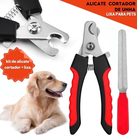 Cortador De Unha De Cachorro E Gato Alicate Tesoura Pet Aço Inox Com Lixa Filhotes