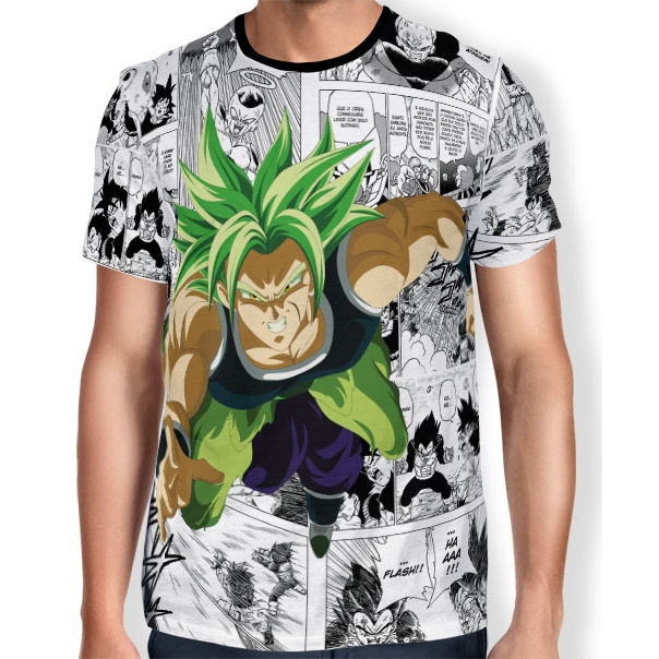 Camisa Full Print White Mangá Broly - Dragon Ball Super