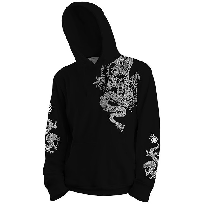 Moletom Estampa 3d Full Print Dragão Chinês Branco Envio Imediato