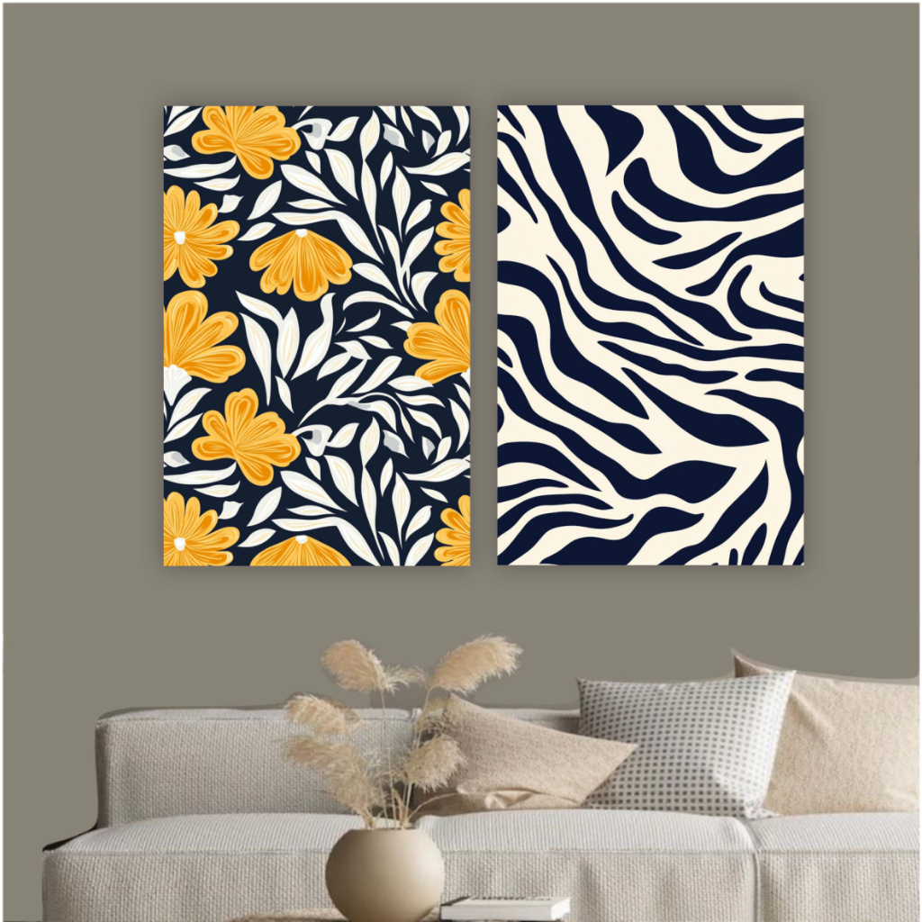 Quadro decorativo zebra flores natureza animal print decoração para sala quarto preto e branco