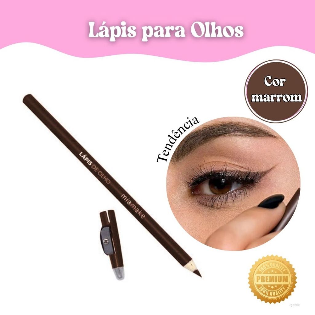 Lápis de Olho Marrom Mia Make – Traço Macio, Natural e de Longa Duração