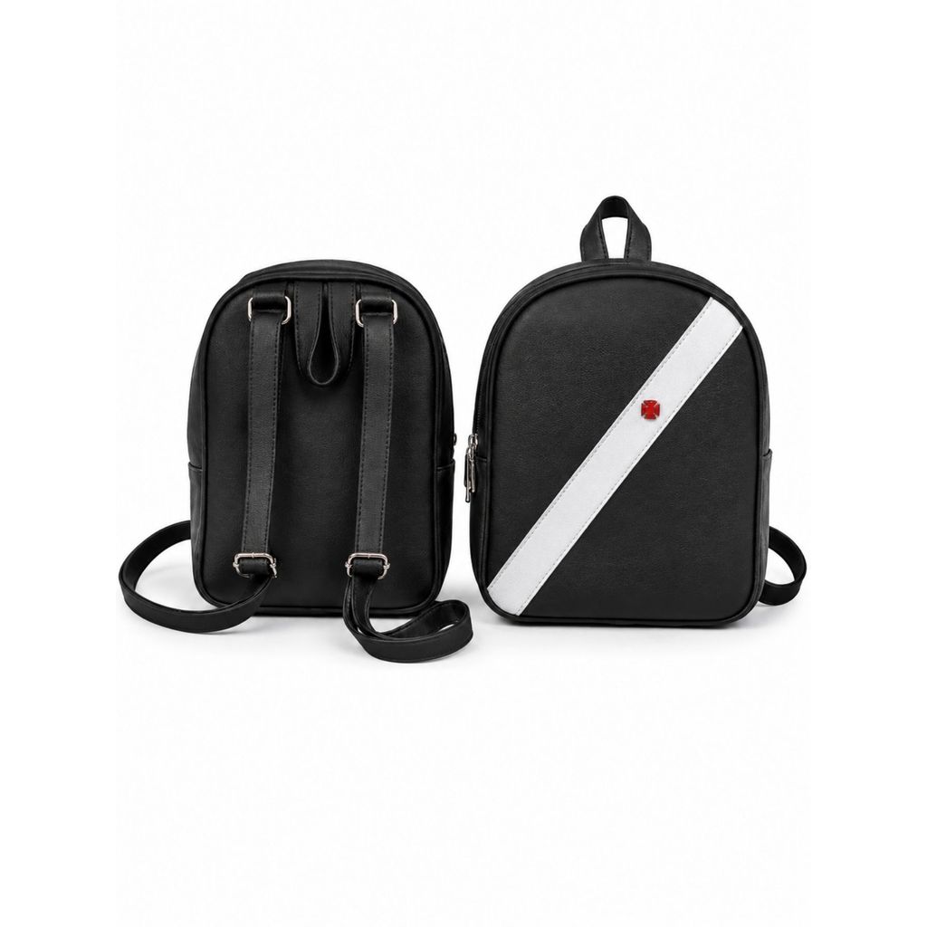 Mochila Oficial Time Vasco Couro Preto Cruz Malta Feminina Compacta Torcedora Presente