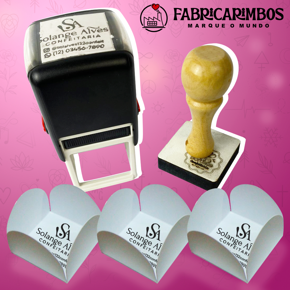 MINI CARIMBO PERSONALIZADO 3CM PARA FORMINHAS DE DOCES E embalagens pequenas