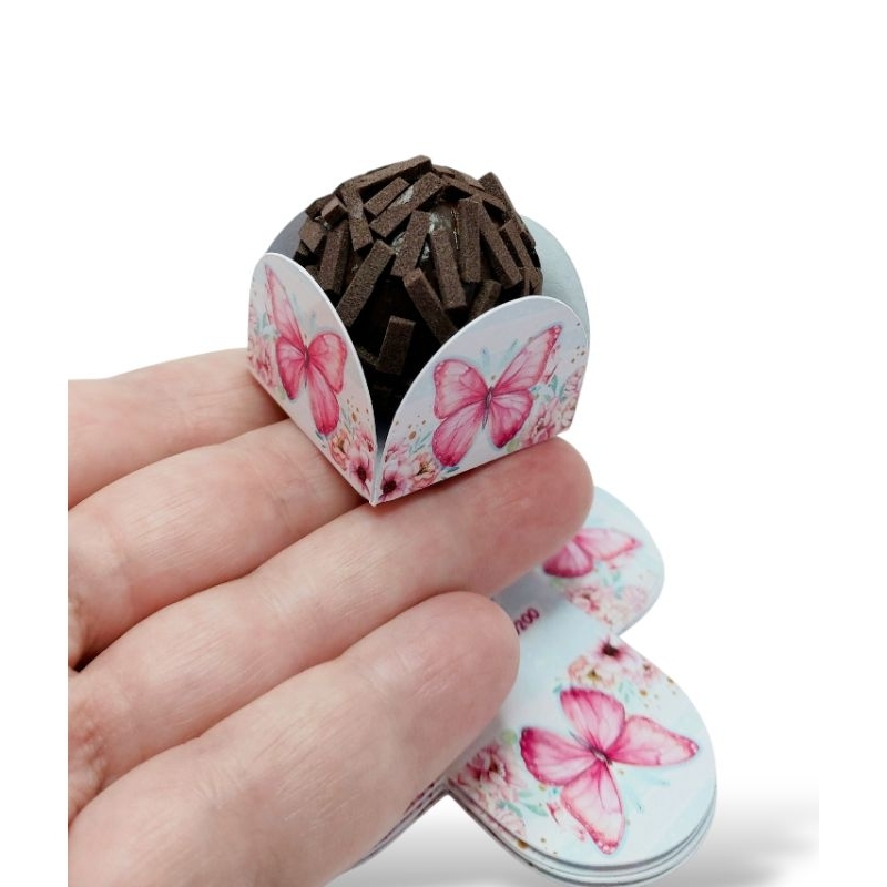 Forminhas Borboleta Doces 4 Pétalas Base 3,3 x3,3cm Festa Infantil - Borboleta Rosa
