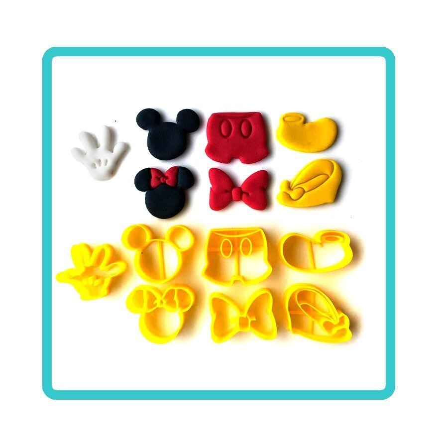 Kit Cortador Mickey e Minnie Itens Para Pasta Americana Doces personalizados Biscuit- 3CM