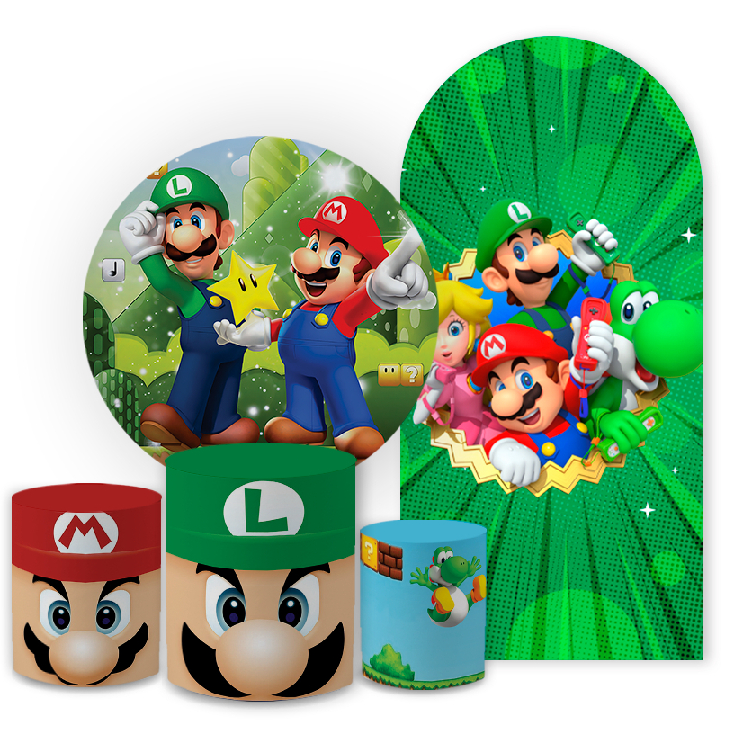 Kit Capas Veste Fácil Tema M@rio Broos Jogo Decoração Infantil Aniversário Luxo Alta Qualidade