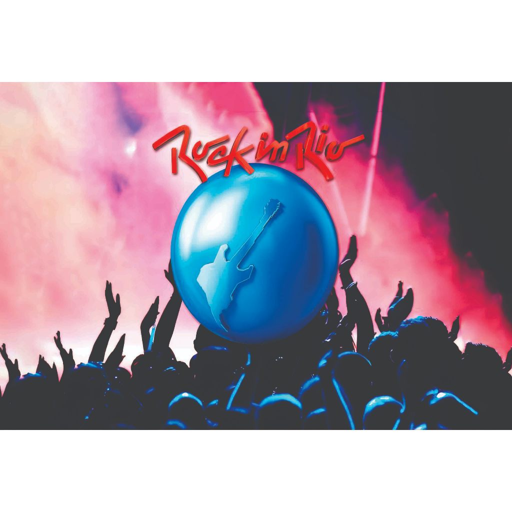 Bandeira Personalizada Rock in Rio 05 – Festival de Rock | Tecido Oxford Premium | Corte a Laser | Decoração Musical