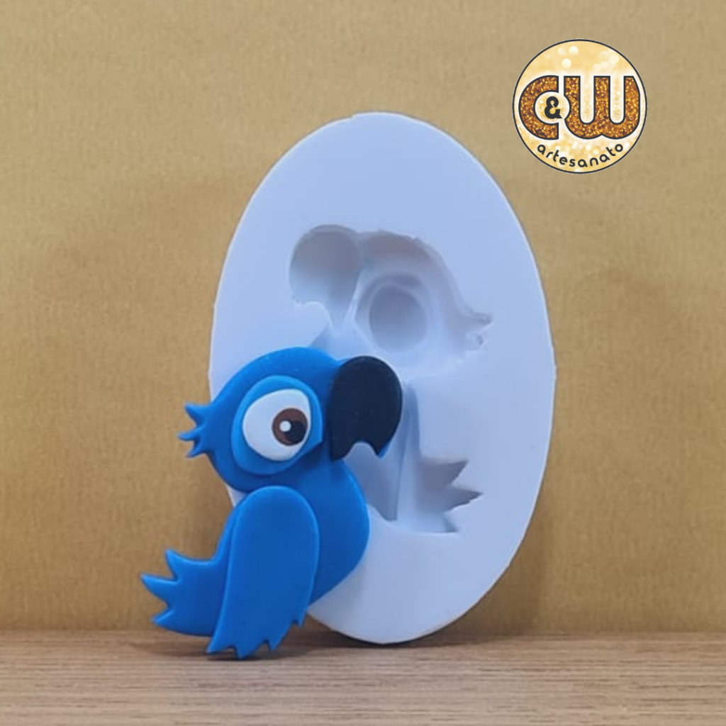 Molde Silicone Arara Azul do filme Rio /  Passaro   - Decoração, Confeitaria e Artesanato – Biscuit - Festa