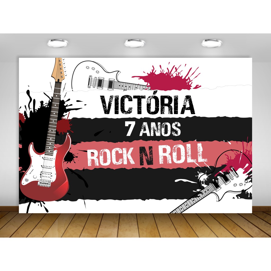 Painel de festa Rock and roll Decoração Guitarra Banda de rock rio