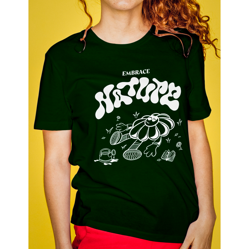 Camiseta EMBRACE NATURE 100% Algodão Streetwear Natureza Flor Unissex Camisa Premium