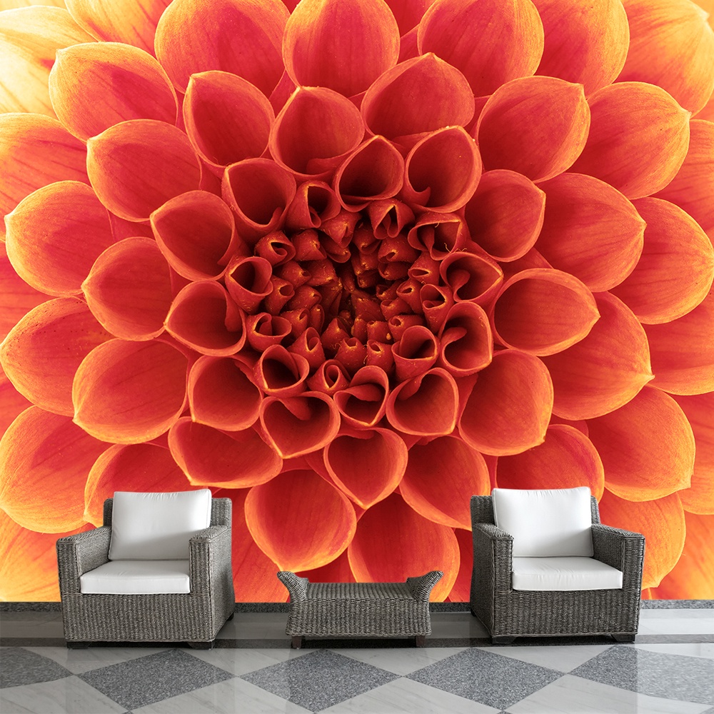 Papel de Parede Flor Floral Natureza Laranja Sala Painel - 226pc