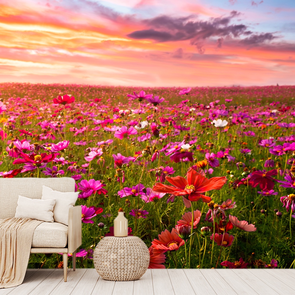 Papel de Parede Flor Floral Campo Natureza Sala Painel - 232pc