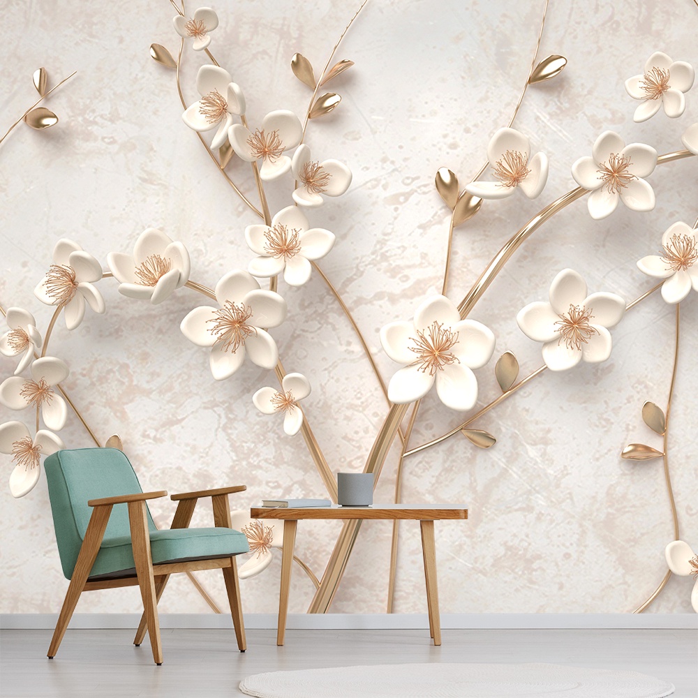 Papel de Parede Flor Floral Galhos Natureza Sala Painel - 231pc