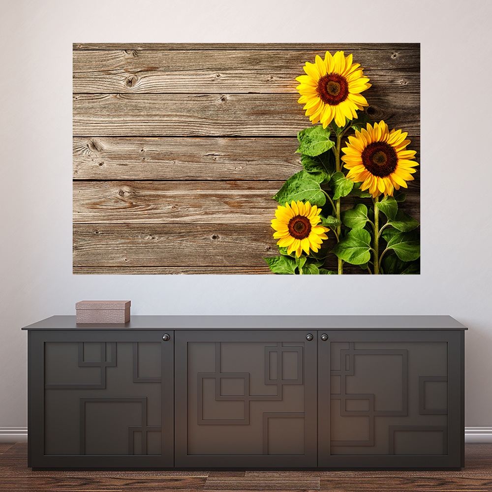 Painel Adesivo Decorativo de Parede Flores Girassol Natureza Paisagem Casa Sala Quarto - 1069pn