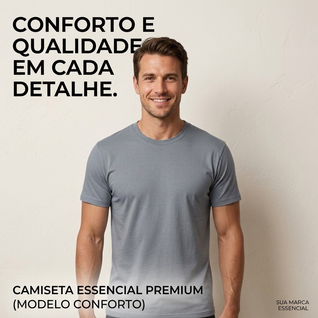 Camiseta Básica  Algodão Unissex Manga Curta Premium Gola Redonda Confortável Casual Tecido Reforçado Macio