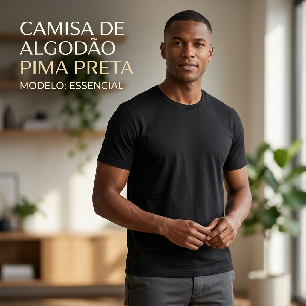 Camisa Camiseta Básica Unissex 100% Algodão Manga Curta Gola Redonda Premium Confortável Casual Tecido Reforçado Simples
