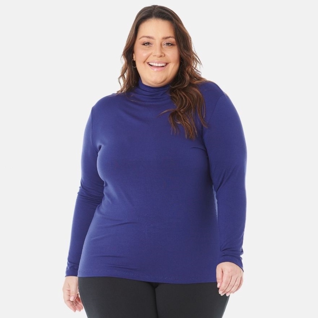 Blusa Feminina Viscolycra Gola Alta Cacharrel Basica Elastano Manga Longa 1130-C2