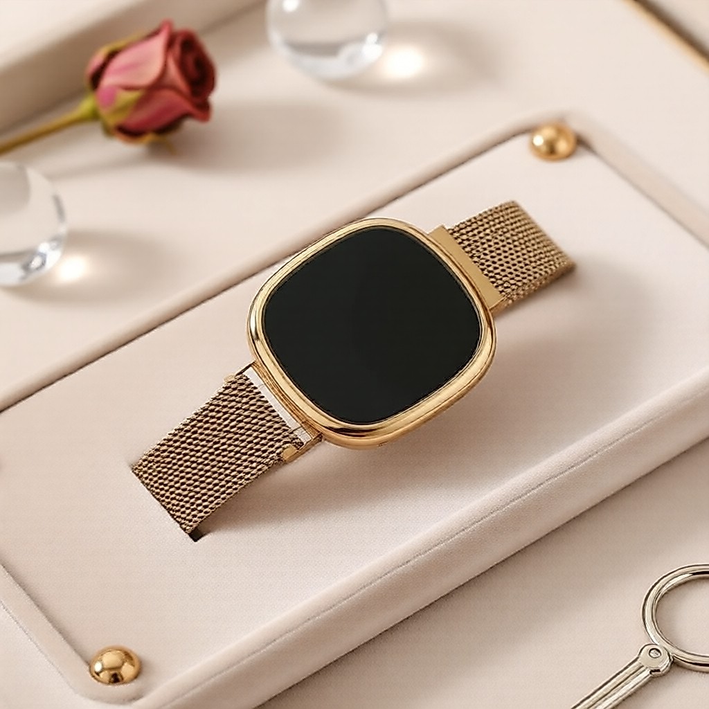 Relógio LED Unissex com Tela Digital, Pulseira Magnética Milanesa, Cores Prata, Preto, Dourado e Rosé, Presente