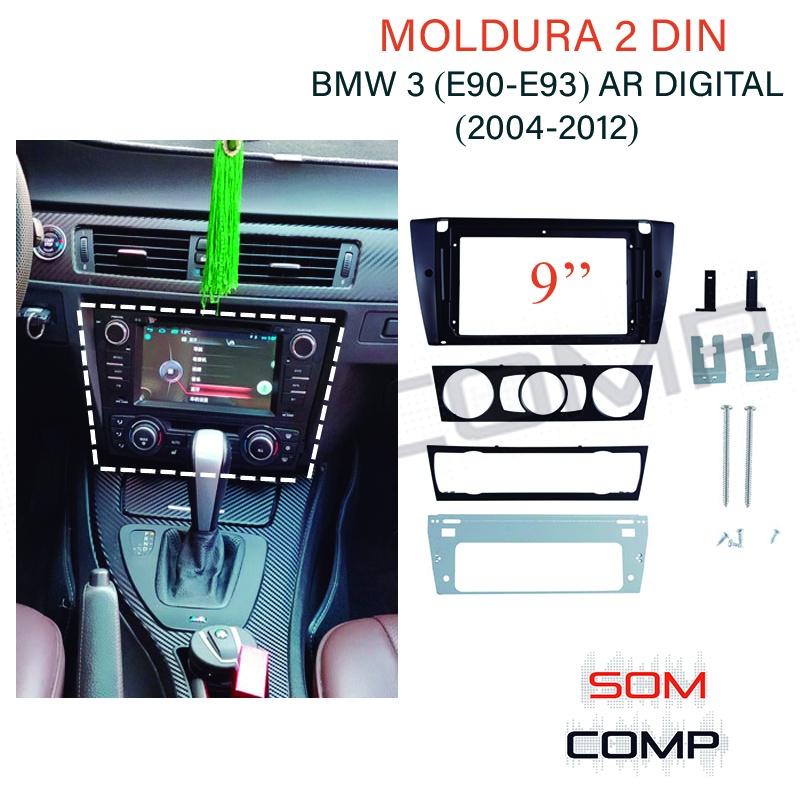 MOLDURA BMW 3 (E90-E93) COM AR DIGITAL - PRETO TELA 9