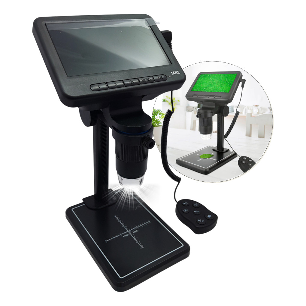 Microscópio Digital Tela 5p Amplia 1000x + Controle Versátil Preto