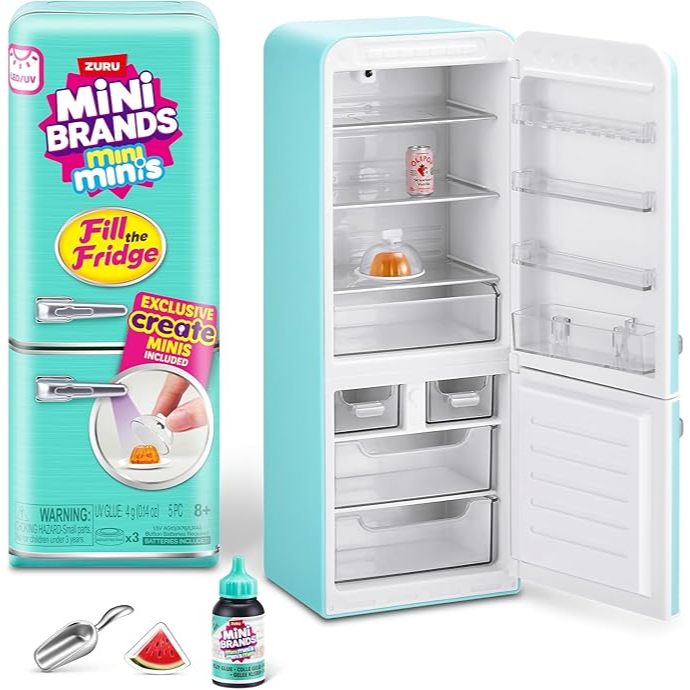 🧊✨ORIGINAL - MINI BRANDS – FILL THE FRIDGE PLAYSET (ZURU) COM LUZ UV ✨🧊 SÓ GELADEIRA