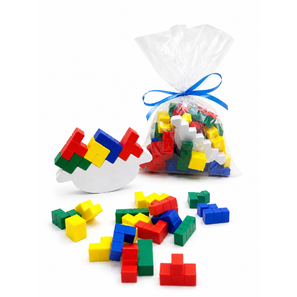 Lembrancinha Tetris | Brinde Aniversário Quebra-Cabeça Colorido Mini
