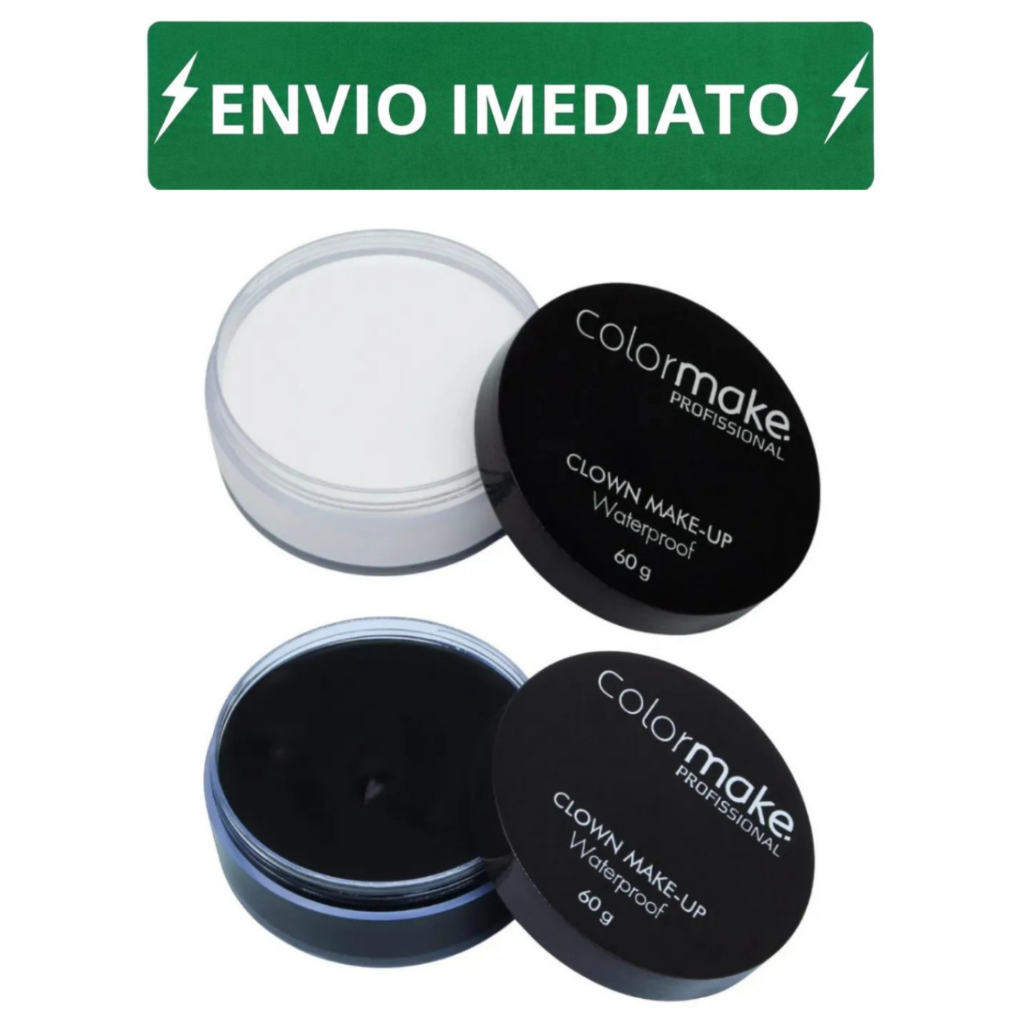 Kit 2 Bases Creme Colormake Clown Makeup 60g Preto E Branco - Envio Imediato