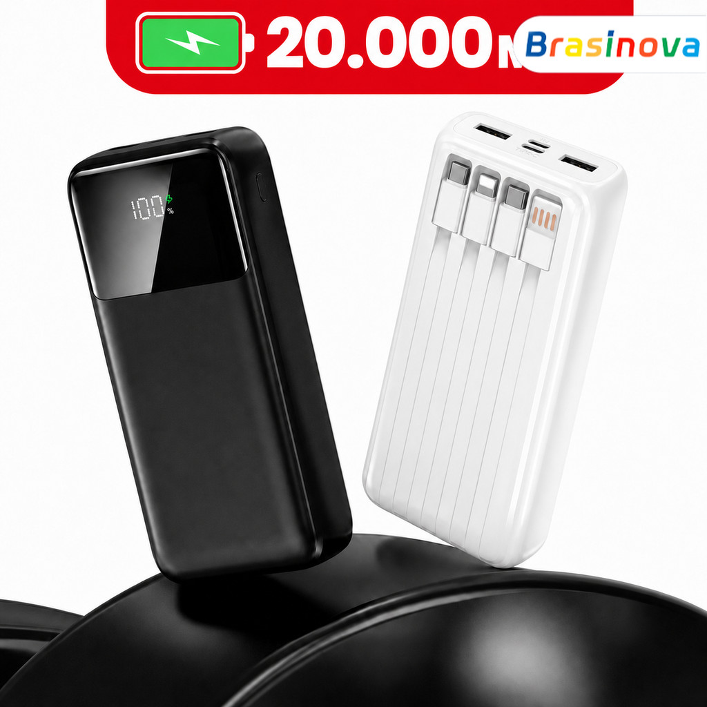 Carregador portátil de 2.000 mAH com 4 saídas e Display Digital Power Bank de carregamento Super rápido
