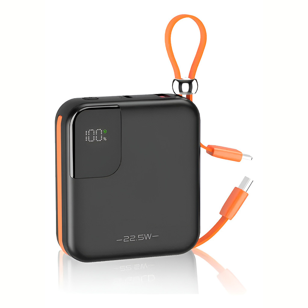 Mini Power Bank Carregador Portátil Display LED 10.000mAh Cor:Preto