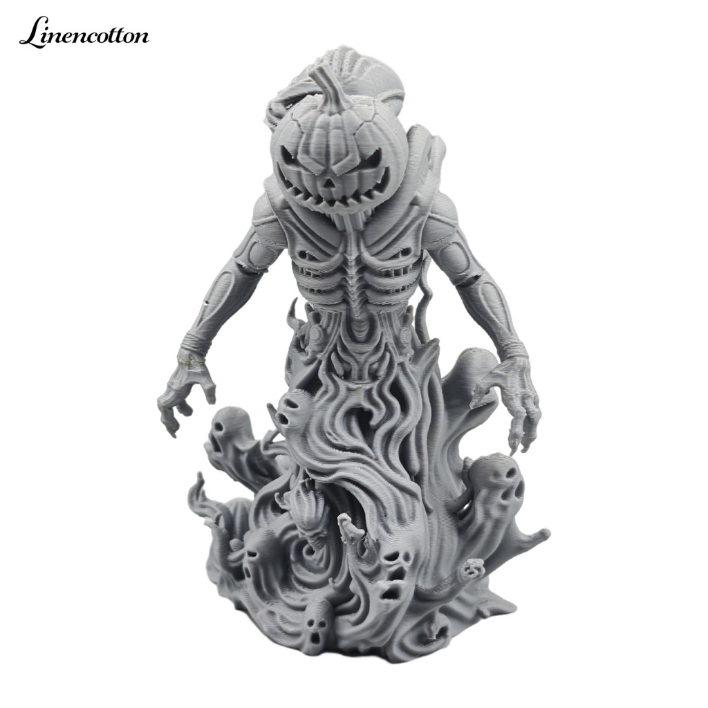 Figurine for Halloween Party Pumpkin Skeleton Figurines Head Ghost Statue 3d Printed Spooky Desktop Decor for Home Offic