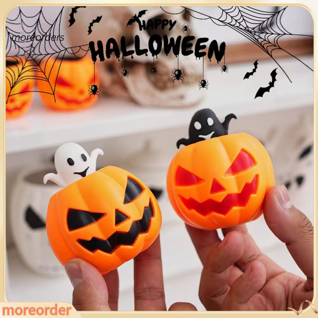 12pcs Halloween Pop-up Ghost Pumpkin Stress Relief Toys Squeeze Fidget Pinch for Kids Party Favors Fun Head Gifts for So