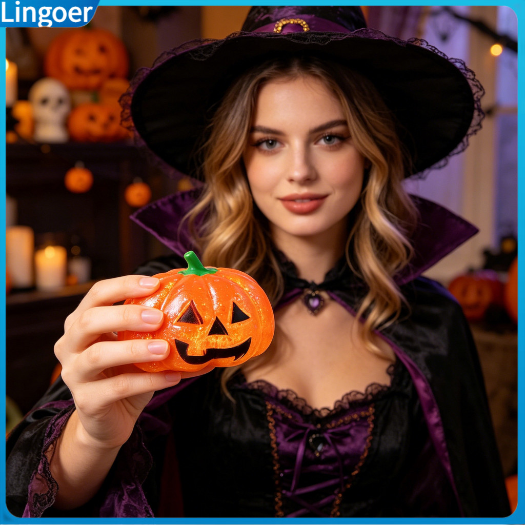 1/2/3pcs Halloween Pumpkin Stress Relief Toys Glitter Head Squeeze Balls Fun Party Favors for Kids Adults Gifts and Deco