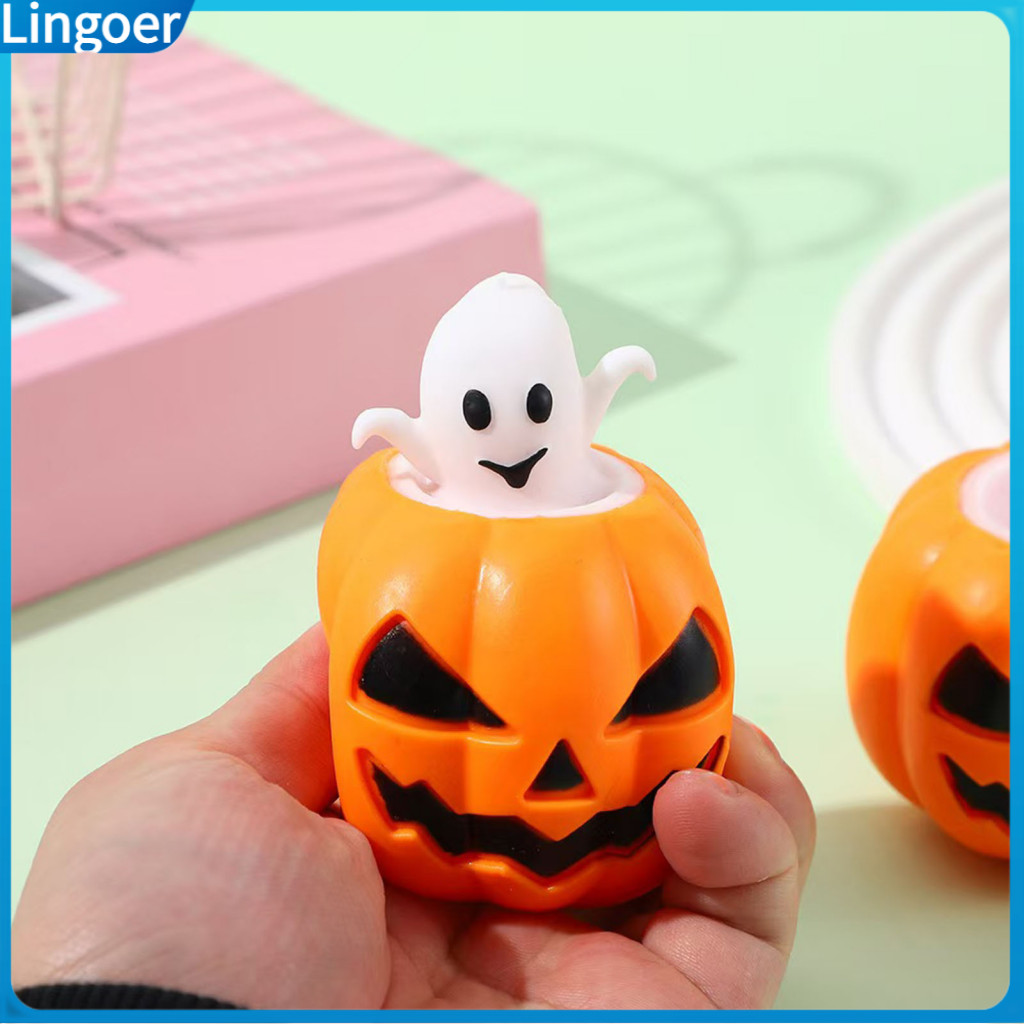 12pcs Halloween Pop-up Ghost Pumpkin Stress Relief Toys Squeeze Fidget Pinch for Kids Party Favors Fun Head Gifts for So
